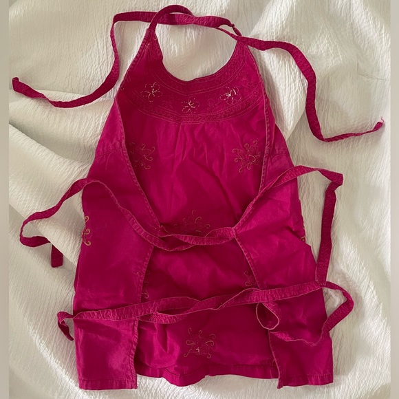 Miss Selfridge Pink Embroidered Halterneck Tie Back Top - Picture 4 of 6